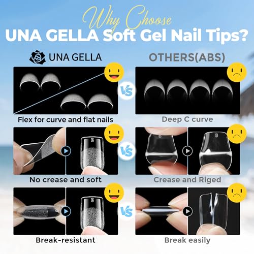 Image of UNA GELLA Short Square Gel Nail Tips 450PCS 15 Sizes Full Cover