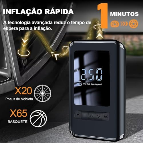 Compressor de Ar Portátil, Bomba de Encher Bola, Mini Compressor de ar Portatil, Compressor de Ar Po