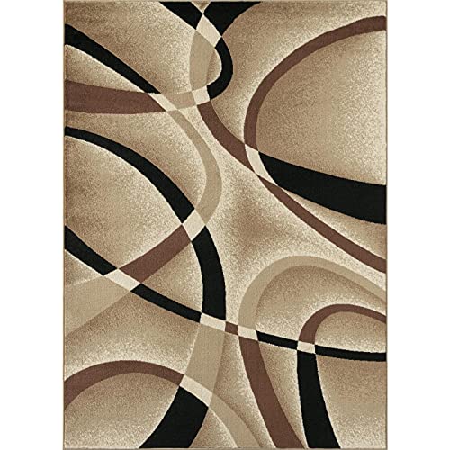 Luxe Weavers 2305 Geometric Abstract Beige 9x12 Rugs for Living Room