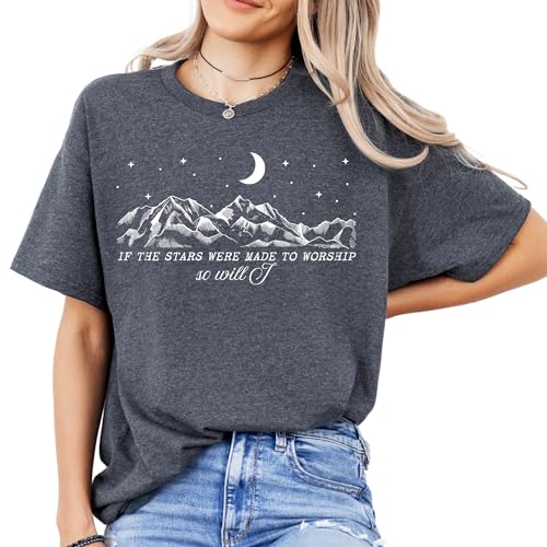 If The Stars were Made to Worship So Will I T-Shirt - Jesus Shirt Christian Tee Tops - Mountain Design Apparel