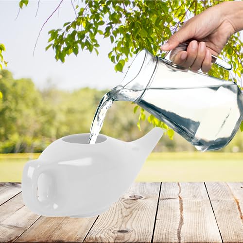 Image of PAXMAX Porcelain Ceramic Neti Pot for Sinus, Jal Neti pots for Nasal Cleansing, Nose congestion and Passages Jala kriya (White)