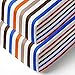 Bacati - 2 Pack MOD SPORTS BOYS 100% Cotton Percale Universal Baby US Standard Crib or Toddler Bed Fitted Sheets (STRIPES, BLUE ORANGE CHOCOLATE BROWN)