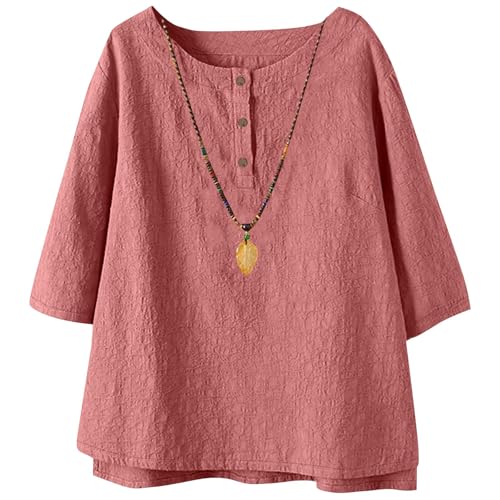 linen tops for women loose fit vintage vacation t shirts half sleeve crew neck tshirt casual boho travel beach clothes