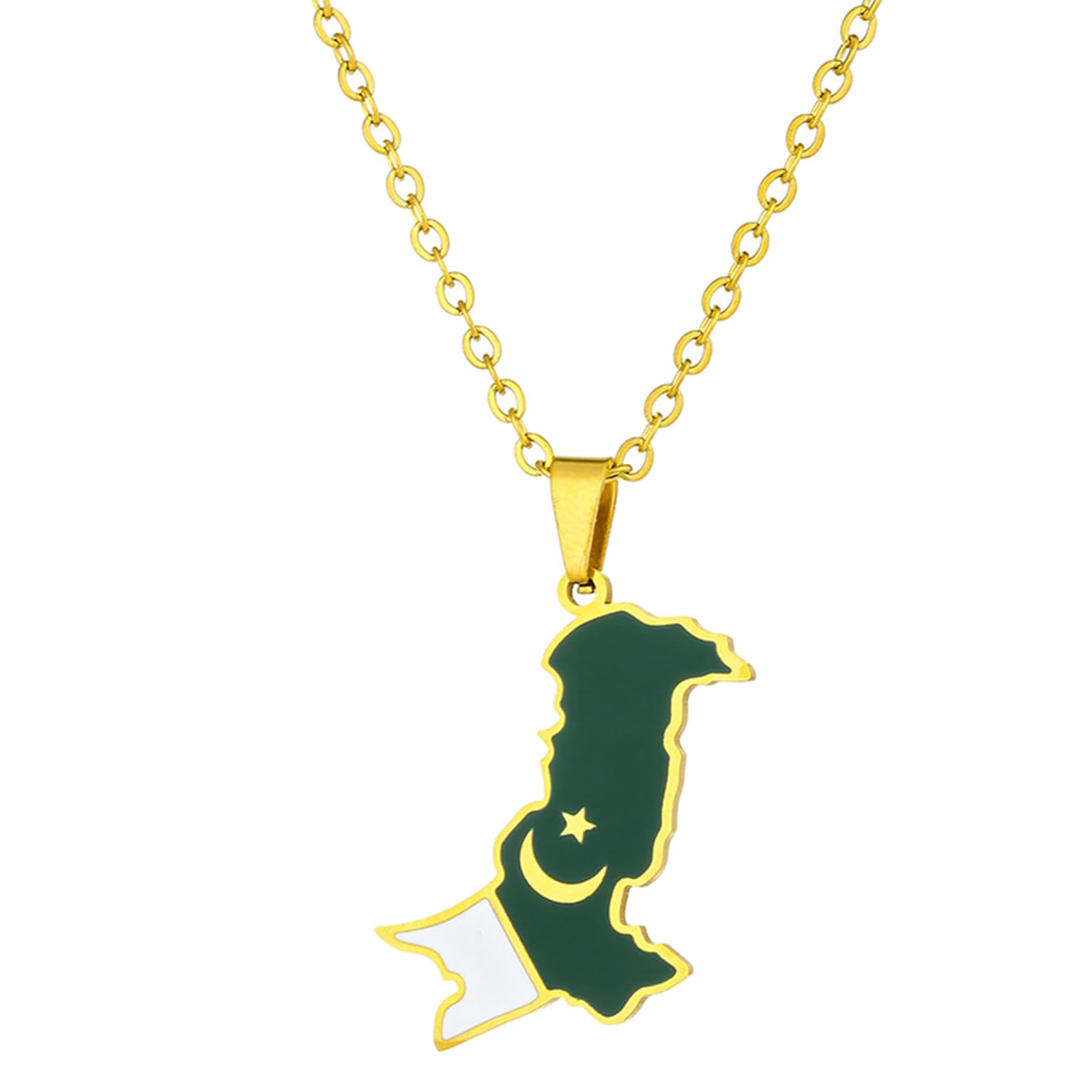oringnat Pakistan Map Necklace Stylish Neckchain Jewelry Choker Ethnic Pendant for Cultural Enthusiasts
