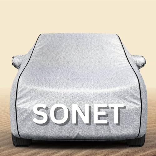 Image of 100% Waterproof Soent Car Cover Heavy Duty - Premium Polyester Car Body Cover, All Weather Outdoor Protection, UV Resistant, Dustproof, Windproof, Heat Resistant, Scratch Resistant (Silver)