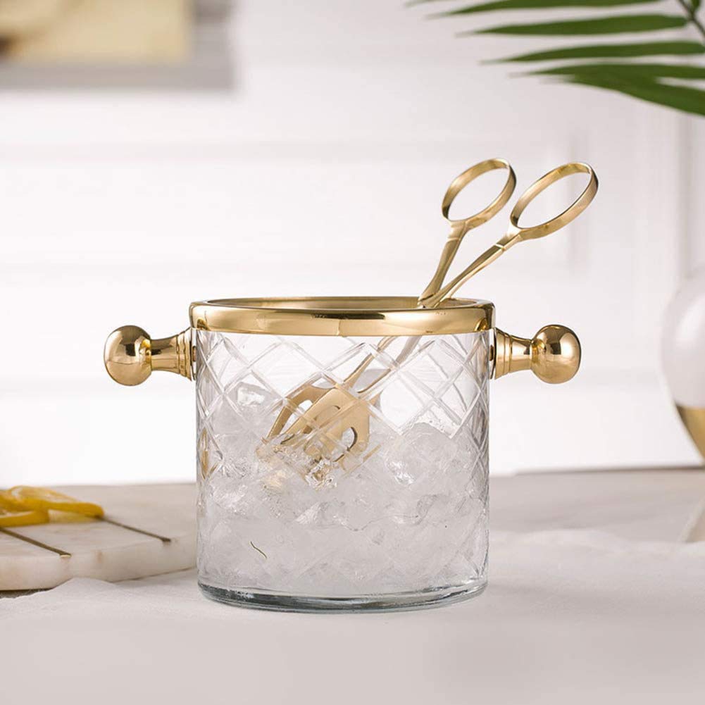 Cubitera de Cristal con asa y Pinzas: el Enfriador de Bebidas Ideal para Cerveza, Vino, champán y Prosecco.
