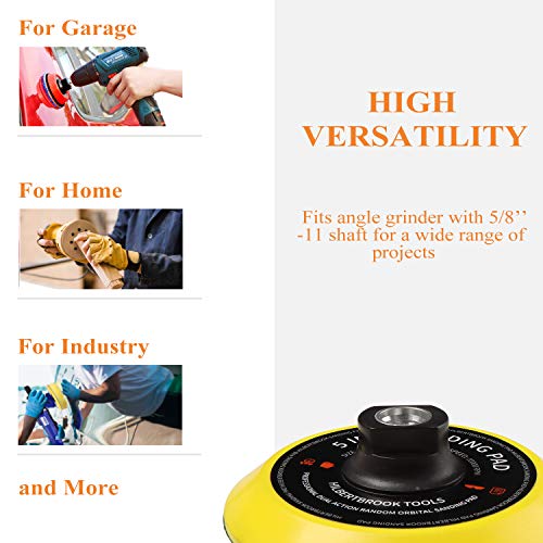 Hilbertbrook BP20200001 5 Inch Hook And Loop Backing Pad 5'' Backing Plate With 5/8-11 Threads Sanding Pad Angle Grinder Accessories Sanding Buffing Polishing thumb #5