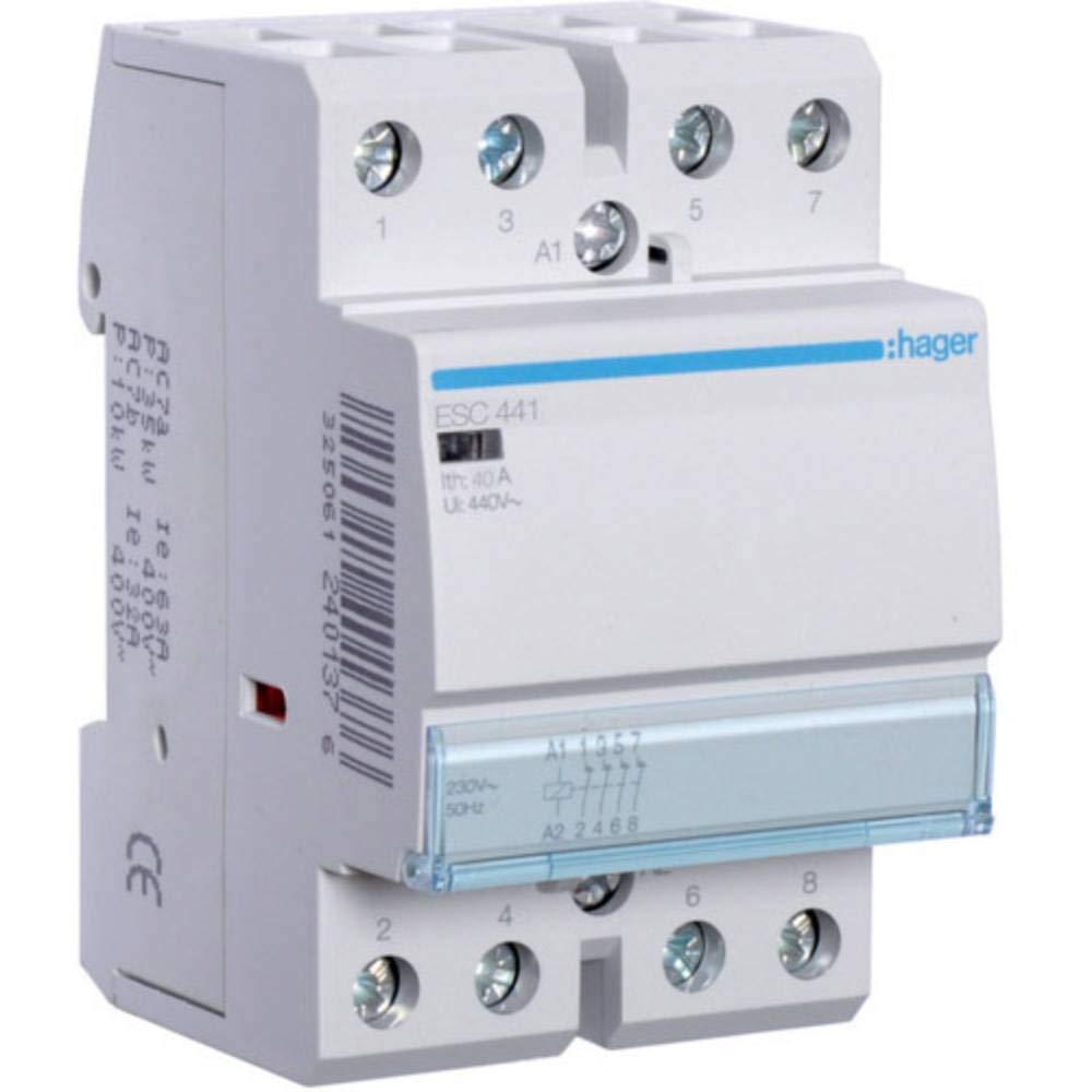 Hager ESC441 Installationsschütz 40A 400V/UC 4Ö (B x H x T) 54 x 85 x 60 mm
