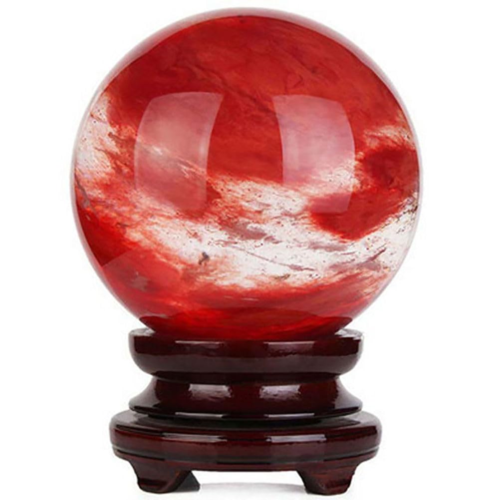 Genérico Bola de Cristal de Cuarzo Rojo Smelt, Esfera de Rubí Natural Rojo Cristal Fundido, Piedra Preciosa para Meditación, Sanación, Feng Shui, Adivinación,Diameter130mm=5.11''