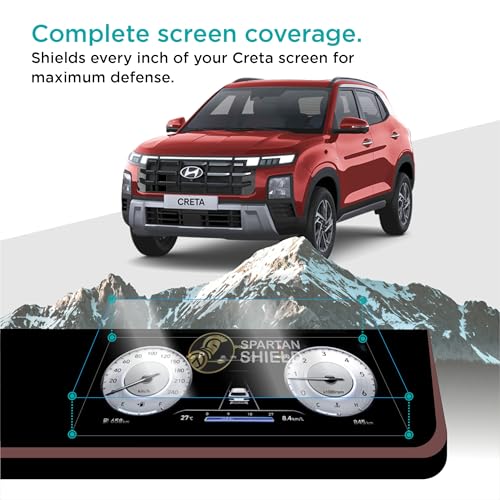 Image of Spartan Shield Screen Guard COMBO For HYUNDAI CRETA 2024 FACELIFT | 8 Inch INFOTAINMENT + 10.25 INSTRUMENT CLUSTER + AC Panel Protector | S SO Optional | Car Display Accessories [Not Tempered Glass] (10 inch Instrument Cluster)