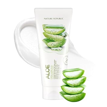 رغوة تنظيف الصبار من Nature Republic Fresh Herb مزيل مكياج يومي للترطيب والترطيب،غسول وجه صبار لتنظيف المسام رغوي ليلاً، العناية بالبشرة الكورية لجميع أنواع البشرة 170 مل/5.74 أونصة