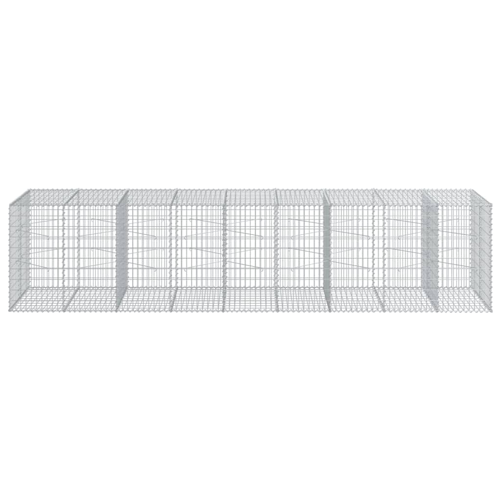 Kosz gabionowy z pokrywką 450x100x100 cm Żelazo ocynkowane | Montaż bez użycia narzędzi, w zestawie haczyki do zabudowy, do użytku zewnętrznego, ściany nośnej lub dekoracji