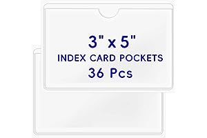 36Pcs Index Card Pockets-Self-Adhesive Pockets for 3" x 5" Index Cards