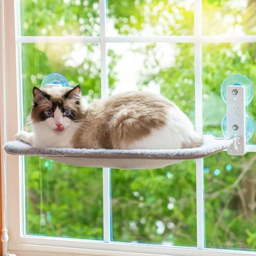 MEWOOFUN Cama de ventana para gatos, 54 x 30 cm, plegable, con ve...