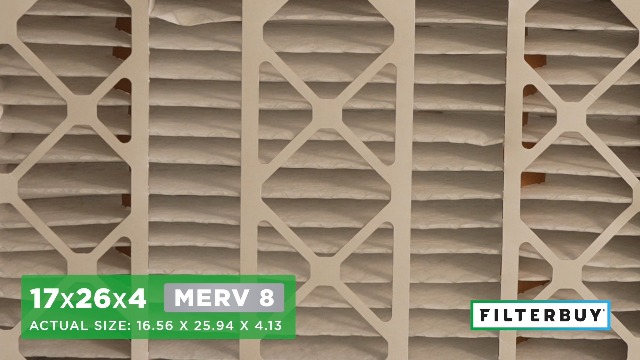 Image of Filterbuy 17x26x4 Air Filter MERV 8 Essential Dust & Allergy Defense (2-Pack), Electrostatic Pleated HVAC AC Furnace Filters Replacement for Lennox (Actual Size: 16.56 x 25.94 x 4.13)