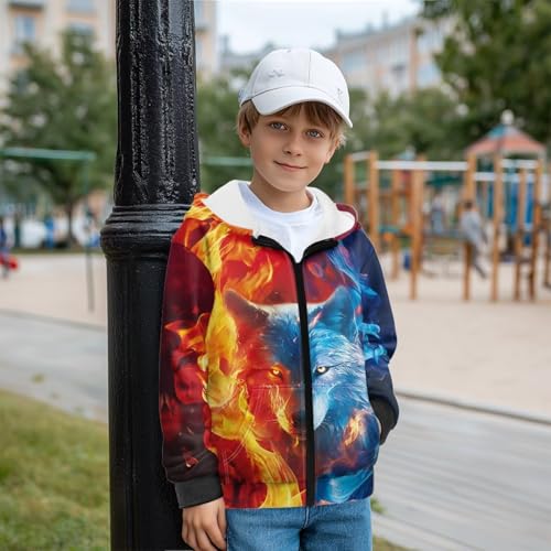 Kid's Fleece Hoodie for Boys Full Zip Up Hoodies Hooded Sweatshirt Jacket Coat Outdoor Casual Zipper Hoodies Hoody3