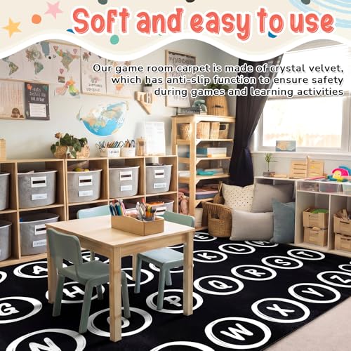 Moucuny 6.5 x 11.5 ft Large Classroom Rug Elementary, Pastel Rainbow Educational Area Carpet for Reading Corner,Preschool, Playroom, Daycares, Learning Space Activities Back to School Supplies by Moucuny - Image 6
