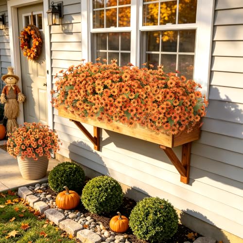 Image of Artificial Fall Flowers Fake Mums Plants for Outdoors Decoration