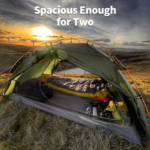 Night Cat Backpacking Tents 2 Persons Fast Setup Hiking Camp Tent with Aluminium Pole Double Layers Two Doors Waterproof Lightweight Compact 7x4.4ft image 3