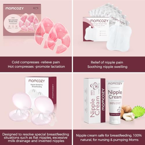 Image of Large Reusable Breast Therapy Hot & Cold Pads, Momcozy Pink