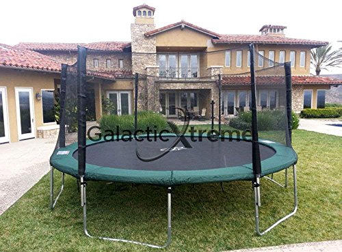 Galactic Xtreme Happy Trampoline Round Trampolines 14 FT, 15 FT, 16 FT - ASTM Approved - Outdoor Gymnastic Trampolines for Adults and Kids with Net Enclosure (Round 15 Ft)