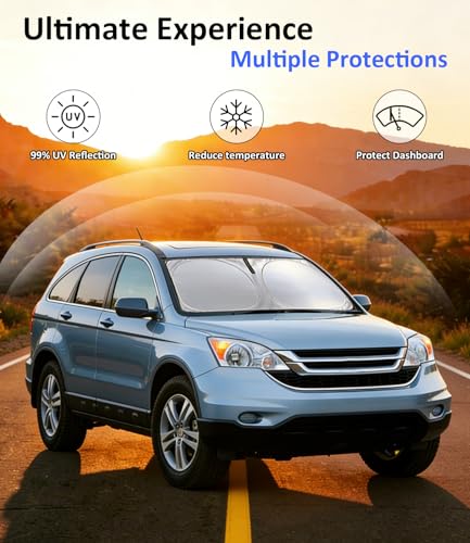 Image of Windshield Sun Shade for 2007-2011 Honda CR-V CRV Accessories | Car Front Window Sun Visor & Heat Shield | 240T Sunshade Protection Blocks UV Rays Keep Your Car Cooler
