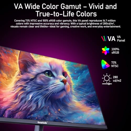 Image of Gawfolk 34 Inch Ultrawide Monitor 100Hz, 3440x1440 IPS Computer Display | 21:9 3800R Curved Screen Built-in Speakers, FreeSync, HDMI 2.0 x2 / DP1.4 x2, Wall-Mountable, Black