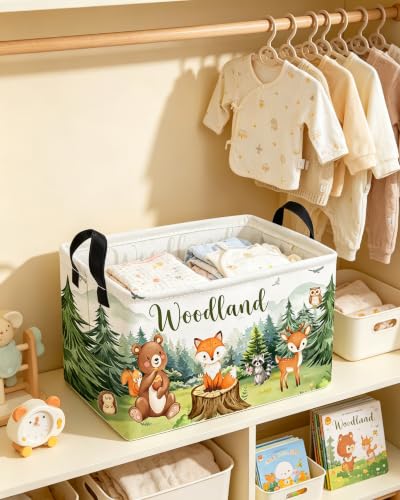 Image of Essme Rectangular Animal Basket,Kids Storage Bins Organizer with Handles for Girls Room Decor, Gift Basket,Shelf Basket.(Tree Animal)