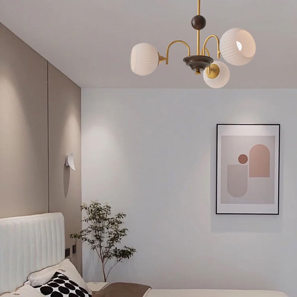 Lampade a Sospensione a Incasso in Stile retrò per Camera da Letto, lampadari Bianchi in Stile Moderno di metà secolo per Soggiorno, Isola Cucina con Paralume in Vetro opalino, lam