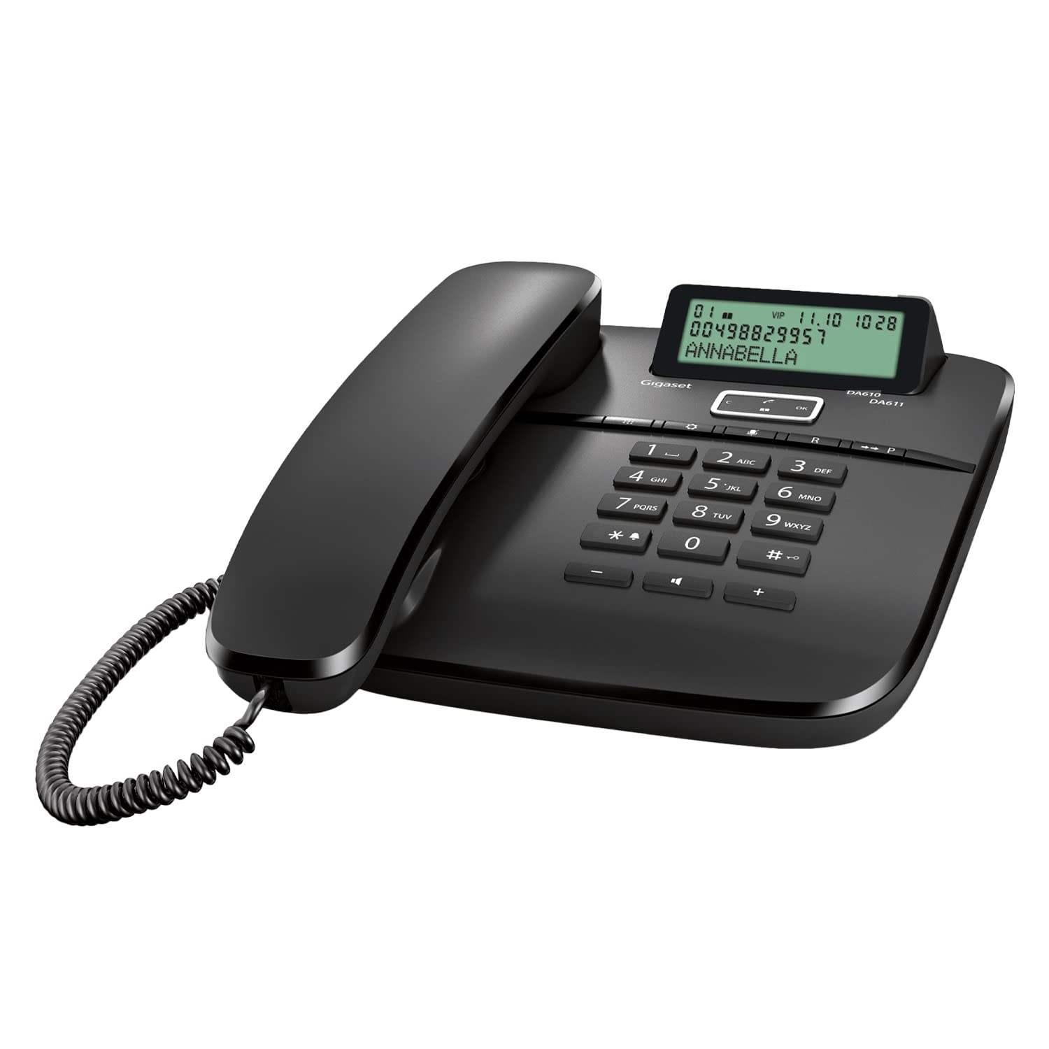 Gigaset DA610 - Schnurgebundenes Telefon - klassisches Schnurtelefon mit Direktruf und Freisprech Funktion - Hörgeräte kompatibel, schwarz