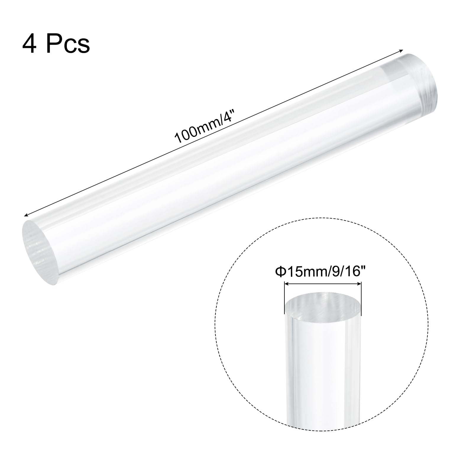 QUARKZMAN Bastone Tondo In Acrilico Trasparente 10mm X 100mm – Barra In Plastica Per Fai-da-Te, Modellismo, Lampadari, Supporti E Decorazioni (1 Pz)