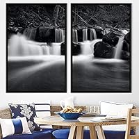 2 Piece Framed Canvas Wall Art Black and White Scenery Canvas Prints Home Artwork Decoration for Living Room,Bedroom - 16