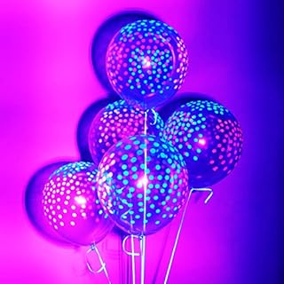 Neon Glow Polka Dot Balloons, Mini Spotty Dot Neon Balloons, Glow in the Dark Party Balloons, 10pcs 12 Blacklight Reactive Fluorescent Polka Dot Latex Balloons for Birthday Hen Wedding