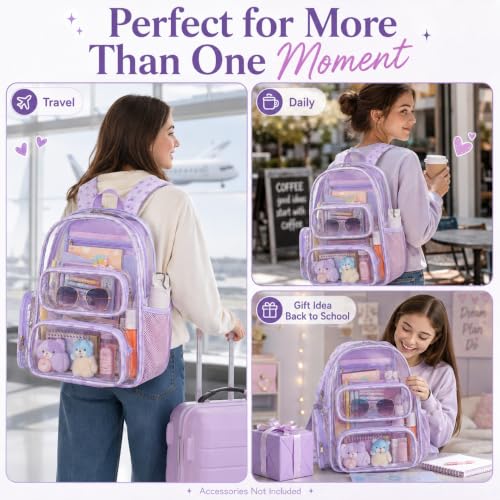 Image of BTOOP Clear Backpack Heavy Duty Transparent Backpack 17 inch See Through Bookbag for College Work Festival Security Padded Strap