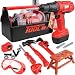 STEAM Life Kids Tool Set with Power Toy Drill | Toy Tool Set Contains Tool Box and Toy Hammer, Goggles, Power Drill and 11 More Play Tools (Red)