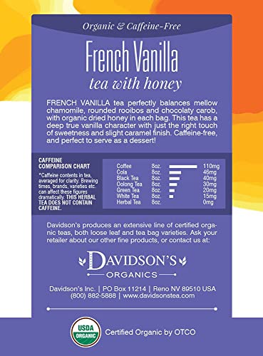 Davidson's Organics, French Vanilla, 8-Count Tea Bags, Pack Of 12 #TOP1