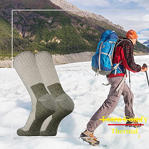 Sox Town Men's Merino Wool Moisture Control For Outdoor Hiking Trekking Thermal Warm All Season Heavy Cushion Crew Socks (Green L) #TOP3