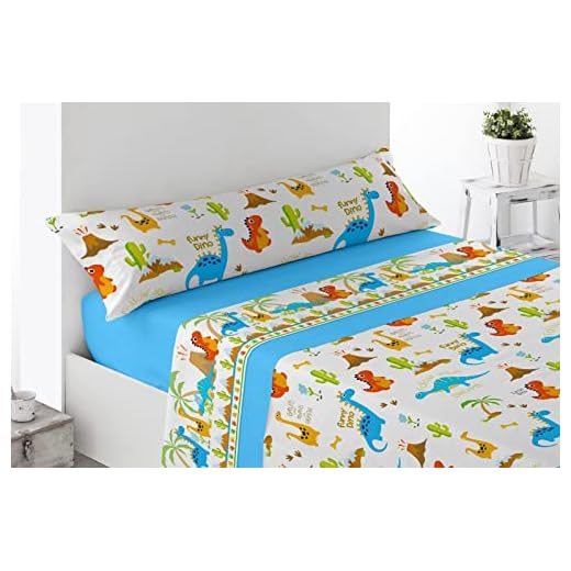Energy Colors Textil - Hogar - Atlanta - Juego Sábanas Estampada Infantil Cama 90 Verano Microfibra (Dinosaurios)