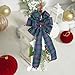 AIMUDI Christmas Tree Bows 10×20'' Green and Navy Blue Plaid Bows for Gift Wrapping Wreath Bows with Wire Edge Premade Gift Bows for Craft Present Indoor Holiday Door Christmas Decorations, 2 PCs