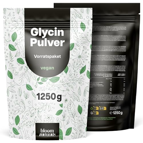 Glycin Pulver 1250g (1,25KG) - 100% reine Aminosäure - süße Amino Glycine, vegan und produziert in Deutschland - Verpackung kann variieren