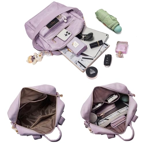 Image of Soperwillton Women Backpack Purse Shoulder Handbags Travel Bag Set 2pcs | Soft PU Leather,Large Capacity,Many Pockets,with a Functional Wallet,with a Detachable Shoulder Strap,Multipurpose Design