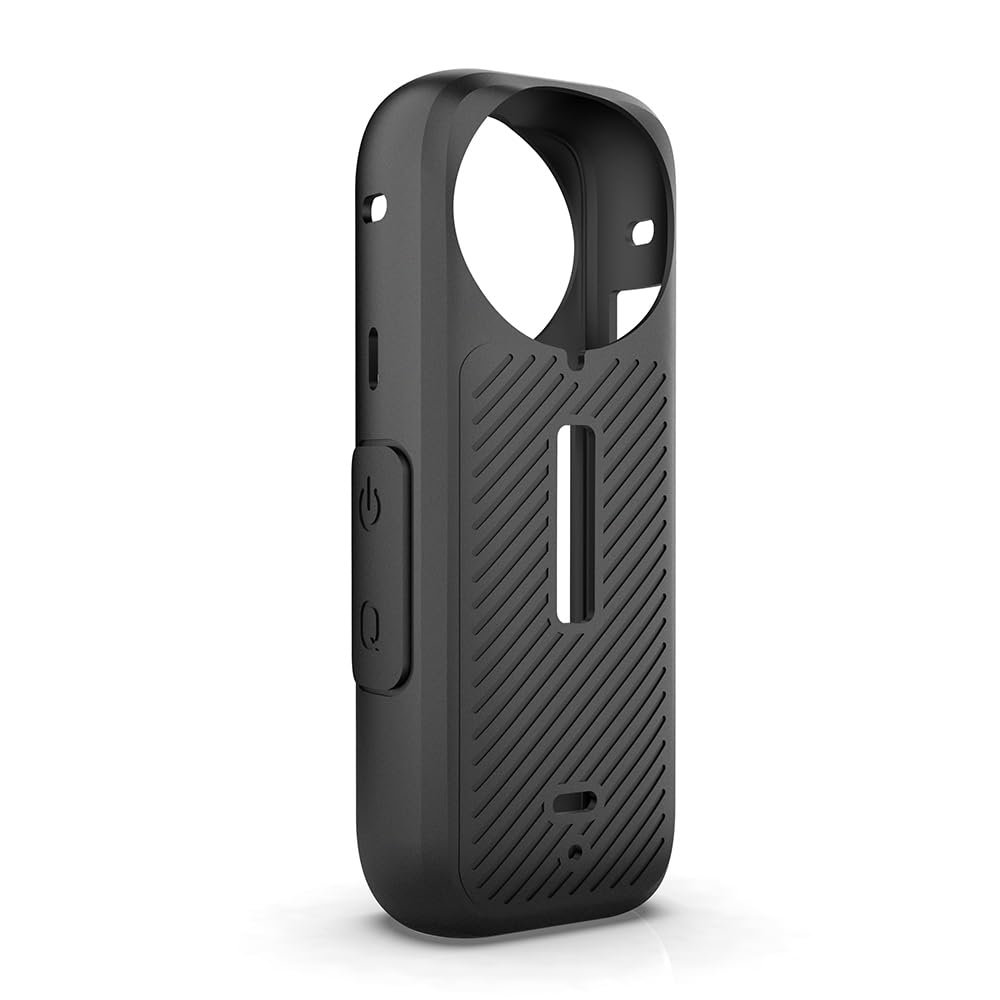 Custodia Silicone Per Insta360 X4 Air – Protezione Antigraffio E Anticaduta Con Paraluce, Impugnatura Testurizzata, Colore Nero