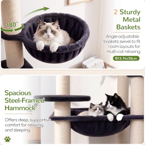 Image of Globlazer Cat Tree Tower with 12 Extra-Thick Full-Sisal Scratching Posts
