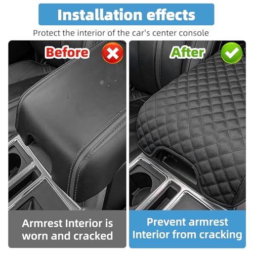 Image of Center Console Armrest Cover for Ford F150 2021 2022 2023 2024 2025 Fully Covered Anti-Scratch Protector Interior Accessories(Only for Bucket Seat Console)