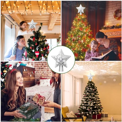 Proyector de árbol de Navidad con estrella LED plateada y luces giratorias 6
