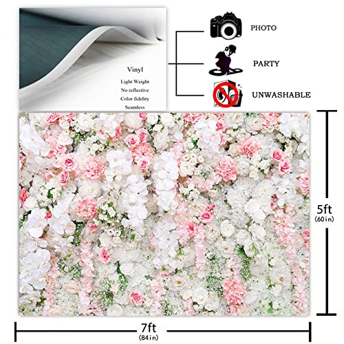 Avezano Flower Wall Backdrop Pink White Rose Wisteria Wedding Portrait Photography Background Floral Wall Bridal Shower Party Decorations Photo Studio Props (7X5Ft) #TOP1