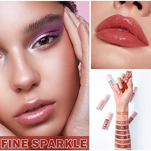 8Pcs Lip Gloss Set Lip Plumper Gloss Liquid Clear Lip Gloss Nude Shimmer Lipgloss Packs Non Stick Cup Waterproof Long Lasting Lipstick For Women Daily Glossier Lip Gloss Lip Stain Lip Makeup-Set A #TOP1