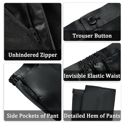 Women's 2 Piece Satin Suit Double Side Bows One Button Peaked Lapel Outfits Party Wedding Blazer Jackets and Pants Set3