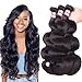 Bestsojoy 10A Brazilian Virgin Hair Body Wave 3 Bundles Remy Human Hair Weaves 100% Unprocessed Brazilian Body Wave Hair Extensions Natural Color (12 14 16)