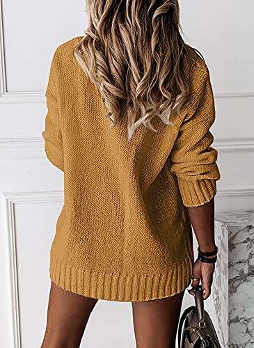 Image of Womens Loose Sweaters Sexy V Neck Long Sleeve Solid Knitted Jumper Pullover Sweatshirt Tops
